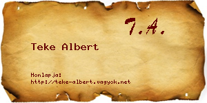 Teke Albert névjegykártya